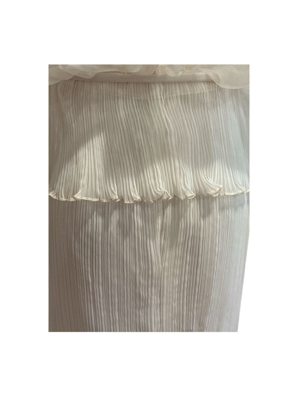 60s 2PC MAXI ETHEREAL WHITE DRESS W LACE BODICE MICRO PLEAT SKIRT & JACKET - Picture 10 of 17